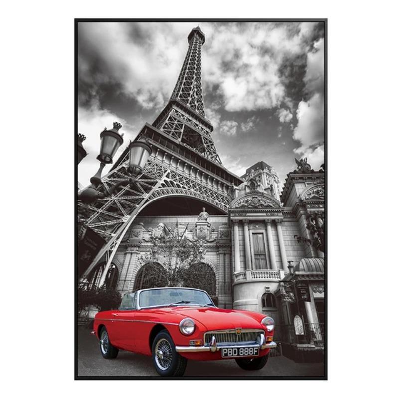 Парижские пары, гуляющие по пейзажу, холст, живопись, современный город, абстракция, Эйфелева башня, акварель, граффити, постер, настенный декор для дома