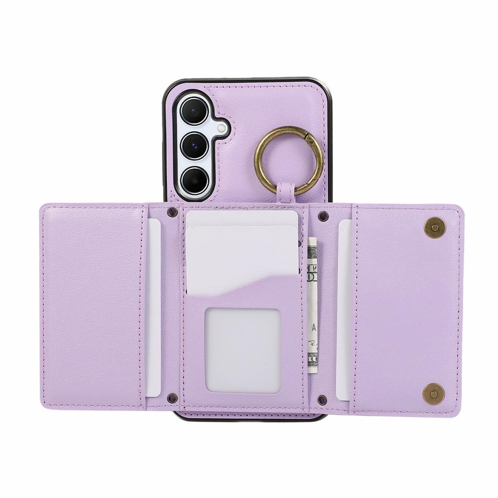 Для Samsung Galaxy A26 5G Кожаная задняя крышка Кошелек на молнии Подставка Чехол для телефона с плечевым ремнем