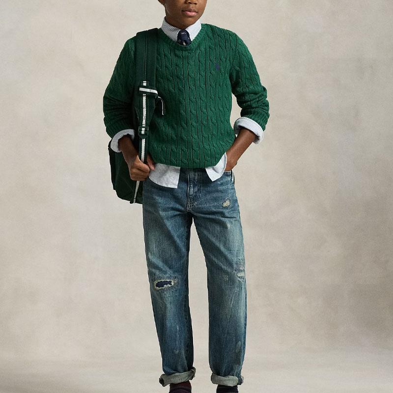 Свитер Polo Ralph Lauren FW25 Вязаный косичкой Хлопок Детский Детский свитер 323702674-079