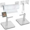 Adjustable Stainless Steel Magnetic Kitchen Paper Holder, Toilet Paper Holder, Refrigerator Hook, Wall Mounted (2 Magnets, Silver)