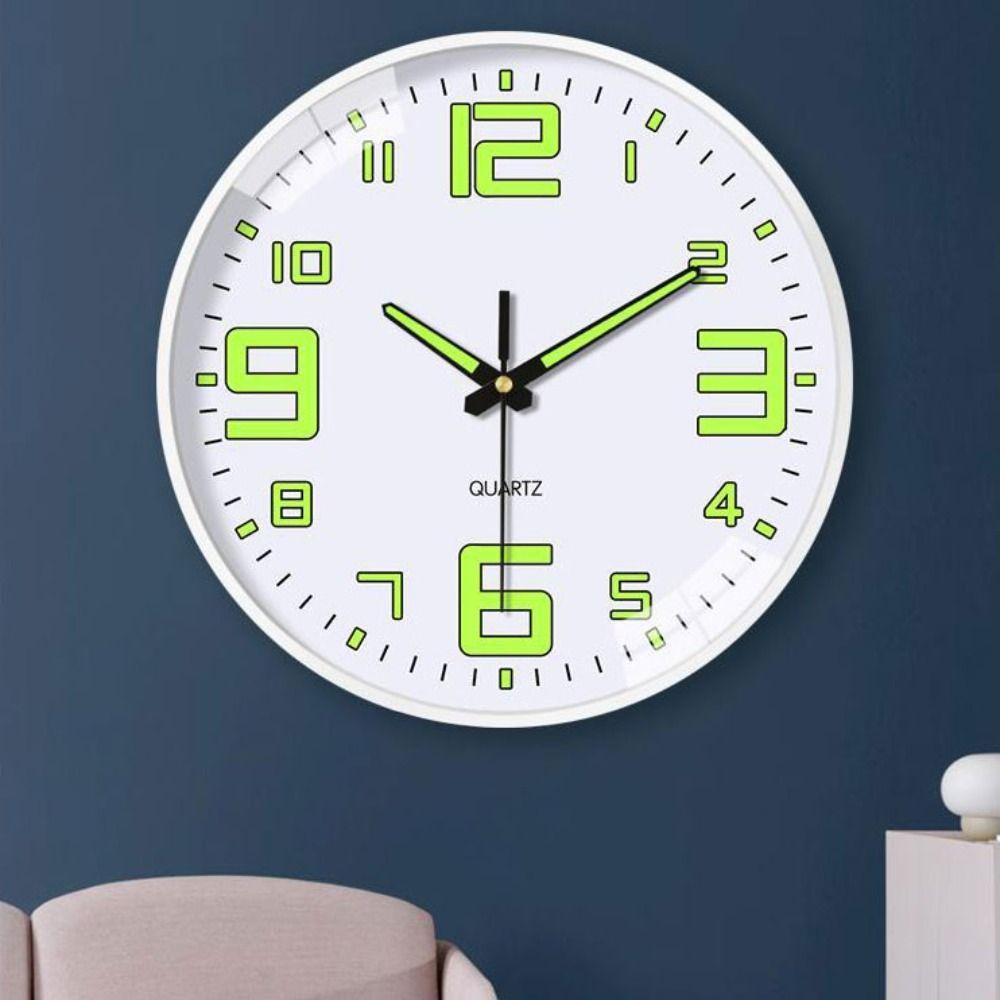 Круглые Кварцевые Настенные Часы Пластиковые Цифровые Часы Светящиеся В Темноте Люминесцентные Настенные Часы Для Дома