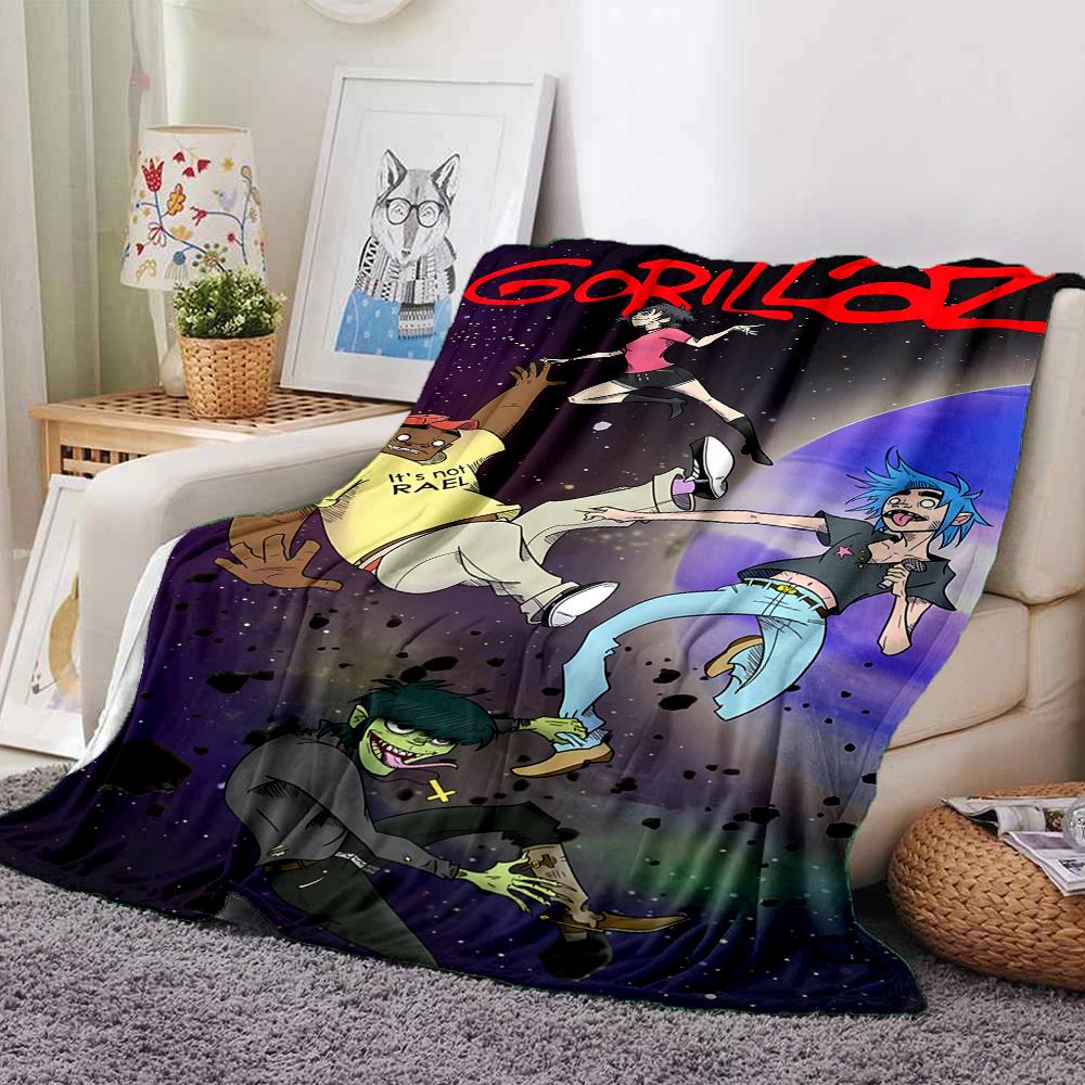 1pc Blanket - Gorillaz band Print Design,Lightweight Blanket for Sofa,Bed- Soft &Warm,Gift for All Seasons