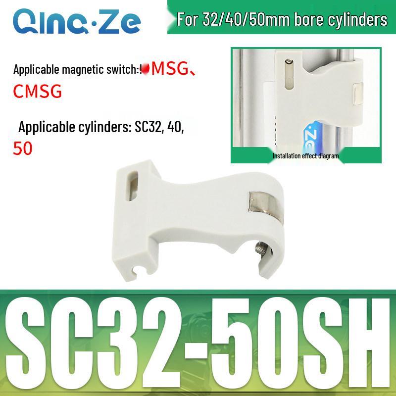 Пневмоцилиндр CS1-F U с кронштейном для магнитного выключателя CMSG, крепежным кронштейном MBB и аксессуарами для цилиндра D-A93 SU.