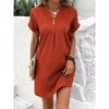 Comfortable Women Loose Waist V Neck Hoodie Mini Dress Short Skirt Button Up Solid Color Spring Summer Latest Fashion