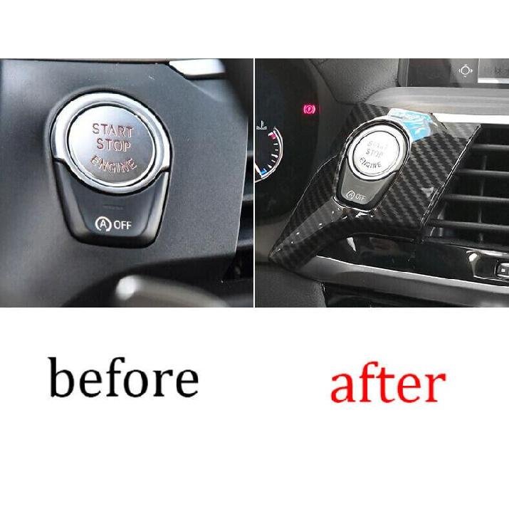 For BMW X3 G01 X4 G02 2018-2021 Carbon Fiber One-Click Startup Switch Cover Trim