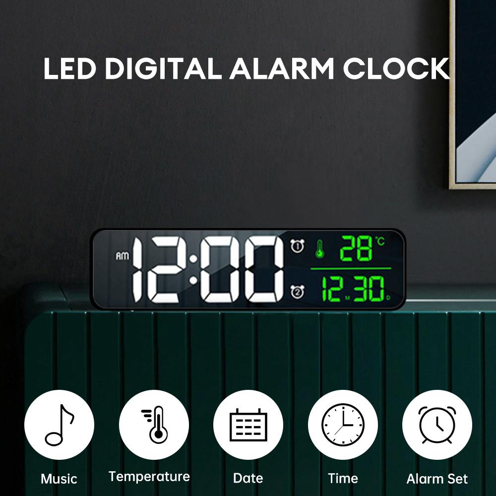 LED Digital Alarm Clock Temperature Date Display Desktop Desk Clocks Home Table Decoration 12/24H Dual Alarms Digital Clocks