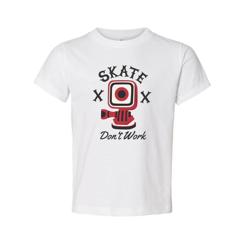 Skate Don't Work Graphic T Shirt Unisex Short Sleeve Tee With Red Camera Illustr
