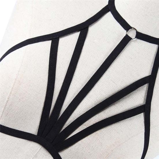 Women Sexy Halter Elastic Bandage Harness Backless Bustier Bra Erotic Underwear