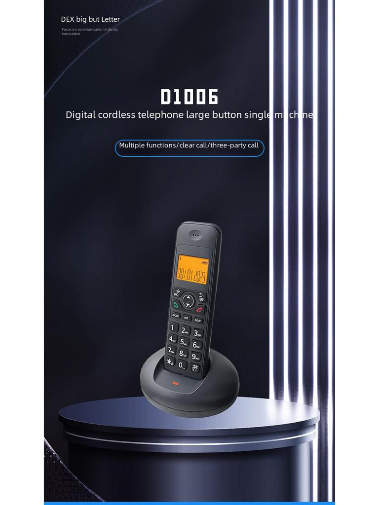 Spot D1006 Cordless Handheld Phone - Low Radiation, Large Button, Home/Office Use