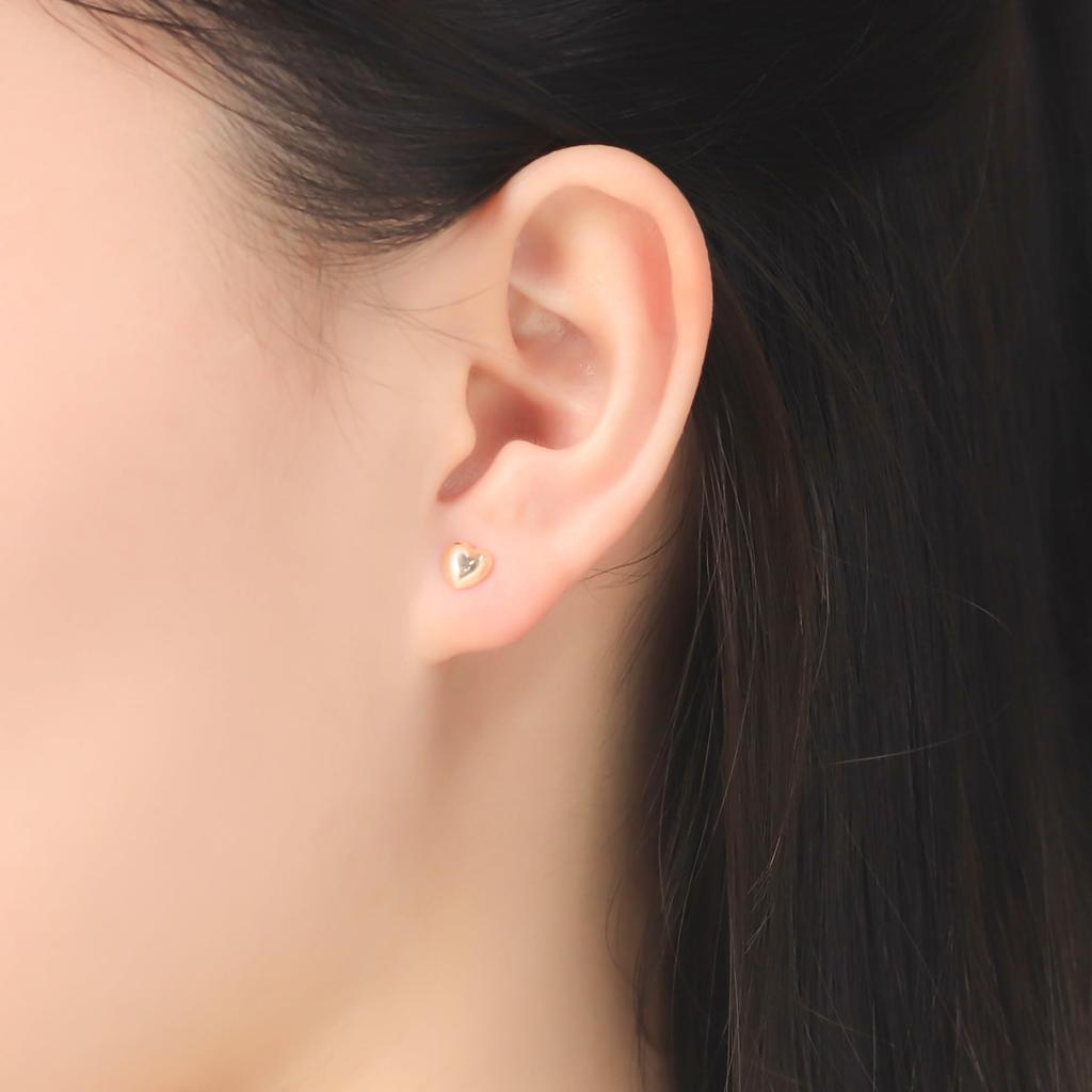 ESTELLE [Official] Women's 10K Yellow Gold Heart Motif Earrings 0202-3252-0019-0000