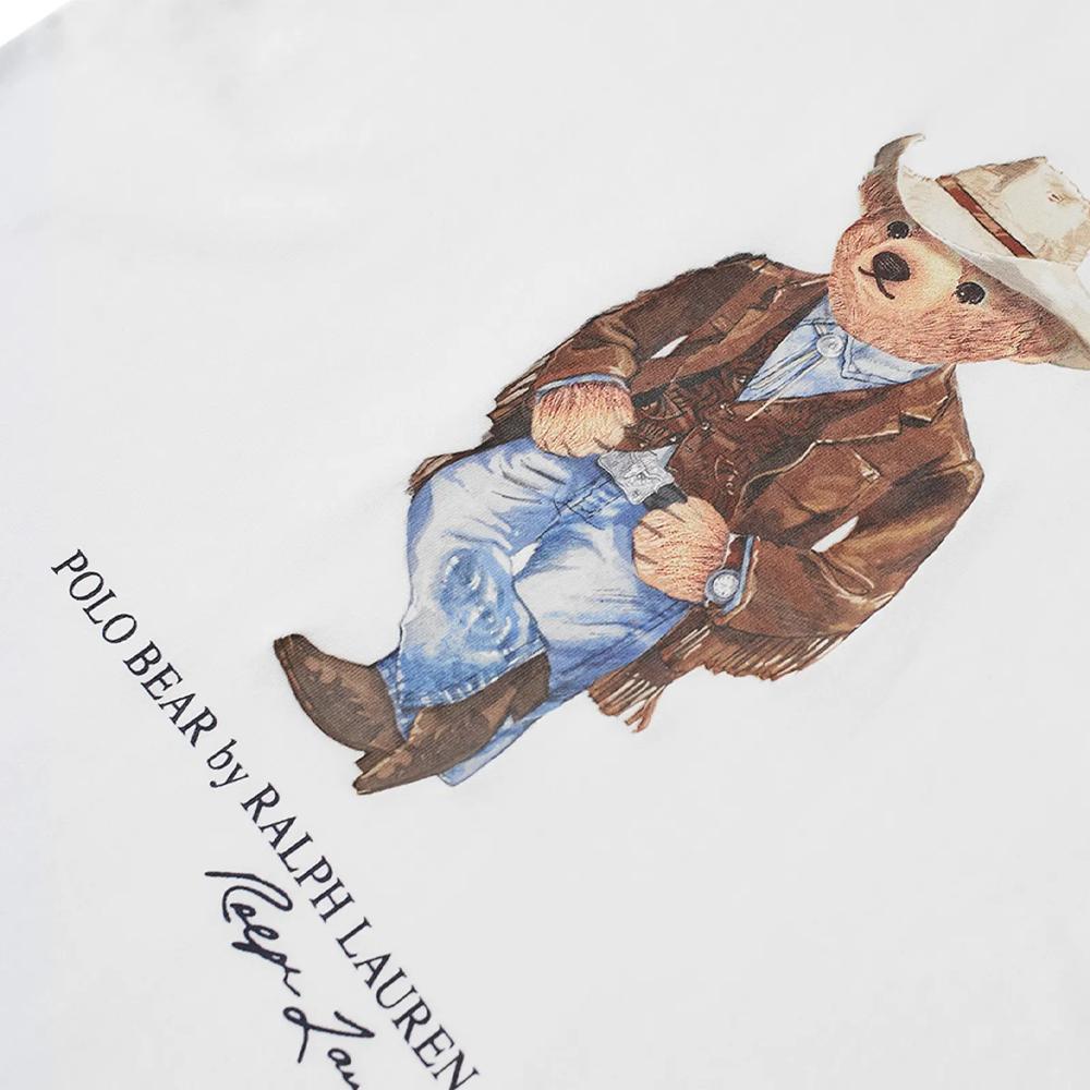 Polo Ralph Lauren Polo Bear Logo Printed Pullover Long Sleeve Hoody Men sweatshirt White 710858026-001