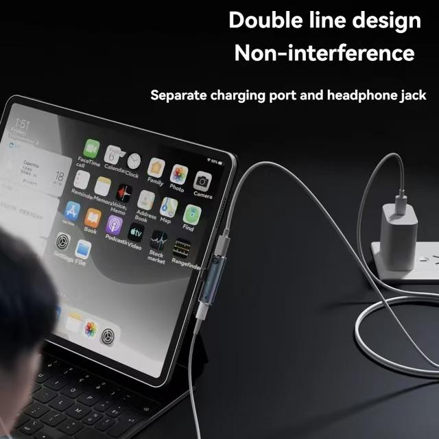 2 в 1 USB Type C аудиоадаптер PD 100 Вт 3,5 мм порт USB-C наушники конвертер мобильный телефон планшет для Xiaomi Huawei Realme iPhone 16 15 Pro max