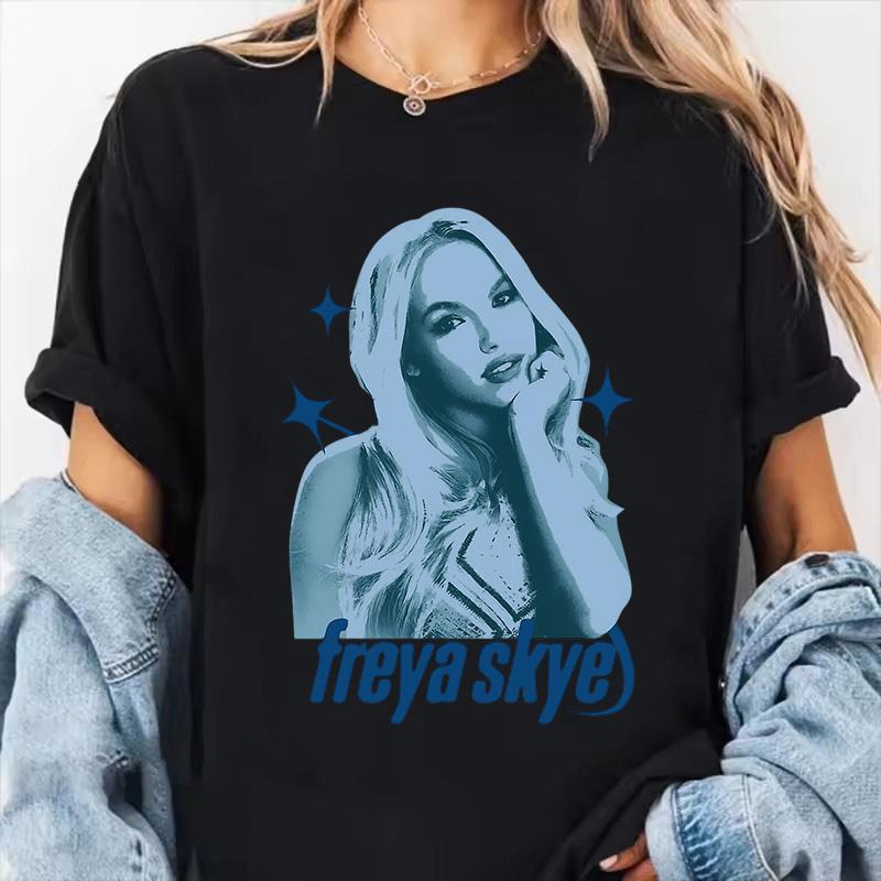 Женская модная футболка с коротким рукавом Freya Skye Print, футболка с графическим принтом в стиле 90-х, винтажная футболка для женщин, готическая футболка Y2k, уличная одежда