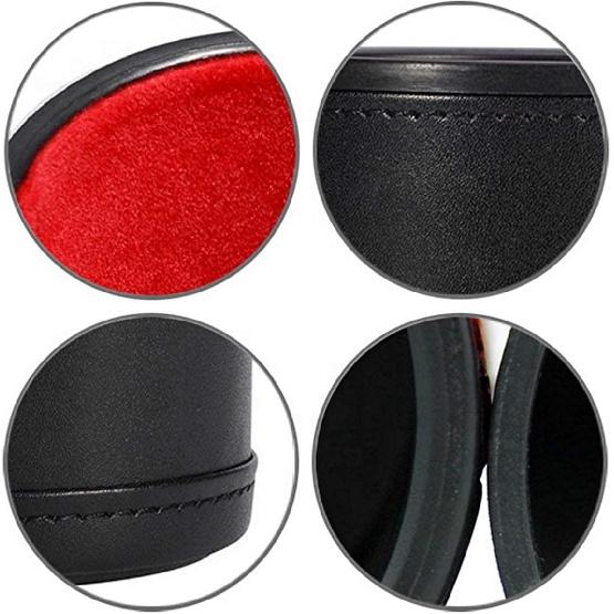 Set of 16mm Poker Dice Squared Corners and Black PU Leather Dice Cup Plush Velvet Lined - Gift Boxed (Spanish Poker (Ivory), Black/Red Cup)