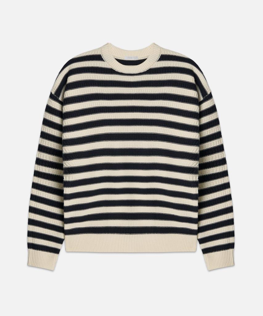 DRAW FIT Square Stripe Cotton Pullover Knit [Ivory]