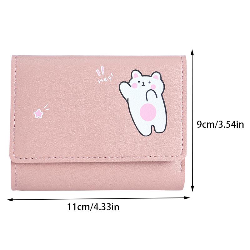 Women Short Cute Small Wallets Student Triple Fold Card Holder Girl Id Bag Card Holder Coin Purse Ladies Wallets Cartoon Bags