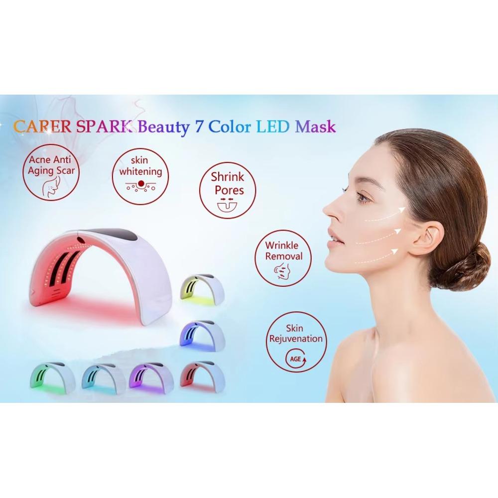 Foldable 7-Color LED Light and Heat Therapy Face Skin Care Beauty Spectrum Device for Salon and Home Use, Large Panel