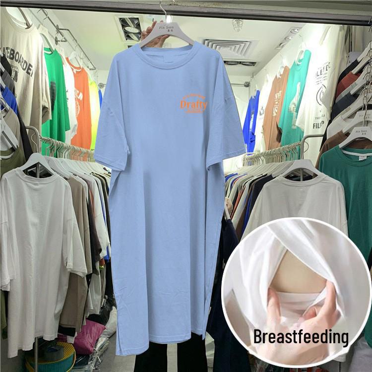 Модное платье для беременных с короткими рукавами для кормящих мам - футболка-юбка длиной до колена для беременных женщин