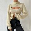 Модная водолазка с открытыми плечами, верхняя одежда, топы, осень/зима, длинный рукав, однотонный пуловер, повседневный, толстый, тонкий, сексуальный свитер Sueter