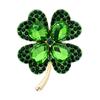New Rhinestone Clover Brooches For Women Green And Red Color Pin Peace And Health Plant Jewelry