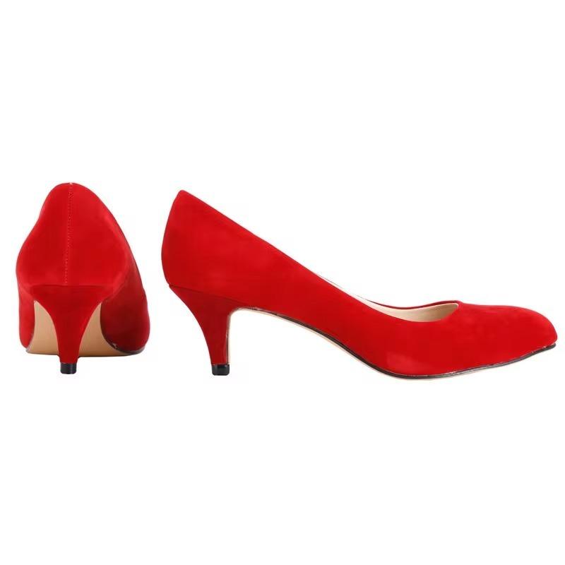 LOSLANDIFEN Женские туфли-лодочки Сексуальные туфли на высоком каблуке Туфли-лодочки из флока с острым носком Красные свадебные туфли-лодочки Женские повседневные туфли без застежек