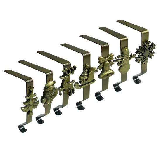 7 шт./набор Рождественские крючки для чулок Каминная полка Рождественский держатель для чулка Праздничные вешалки для чулок для подвешивания венков, украшений, подарков