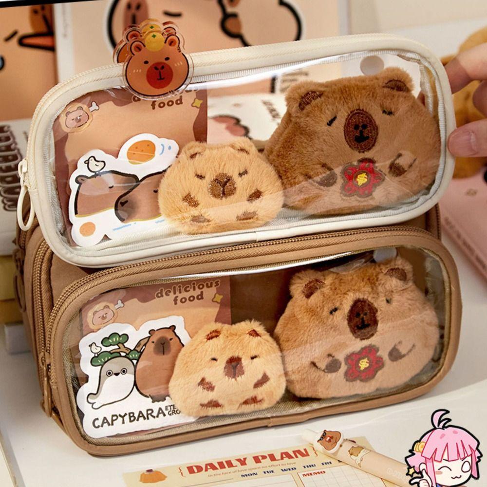 Detachable Pencil Case Capybara Stationery Storage Pouch Pen Bag for Office School Supplies