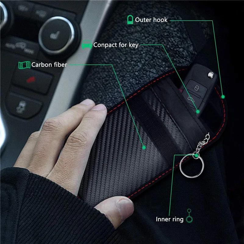 Carbon Fiber Car Remote Control Shielding Key Pack Double Shielding Signal Anti-theft and Anti-loss Key Case Car Accessories
