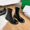 Stretch Thin Boots New Retro Women's Ankle Boots British Style Spring and Autumn Round Toe Thin Boots