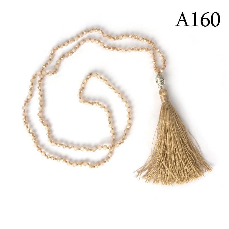 Привет кристалл из бисера голова Будды кулон с кисточками длинное ожерелье в стиле бохо