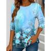 Spring and Autumn Women's T Shirt Floral Graphic Plants Stylish Casual Long Sleeve T-shirts Round Neck Regular Tops Flower Printed Pullover