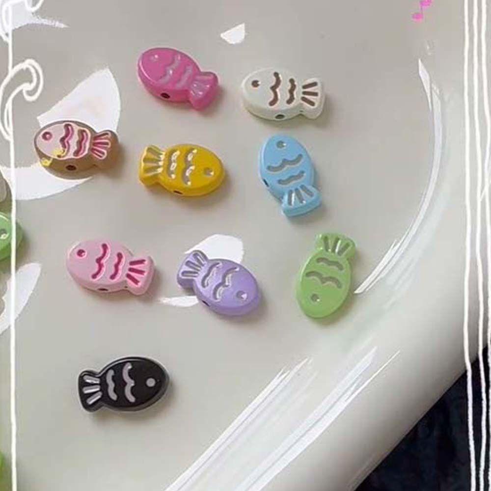 10pcs Handmade Craft Spacer Loose Beads Zinc Zinc Alloy Jewelry Making Material Hairpin Small Fish Beads Gift