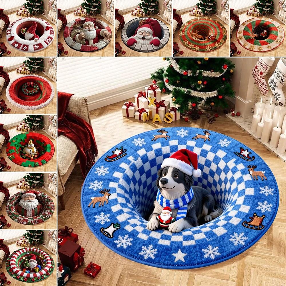 3D Special-shaped Christmas Tree Base Mat Imitation Cashmere Bedroom Door Mat Home Decor