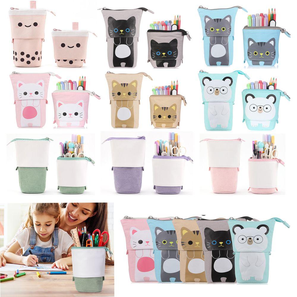 Большая вместимость Школьные принадлежности Косметичка Пенал Коробка для хранения на молнии Телескопическая сумка для ручек