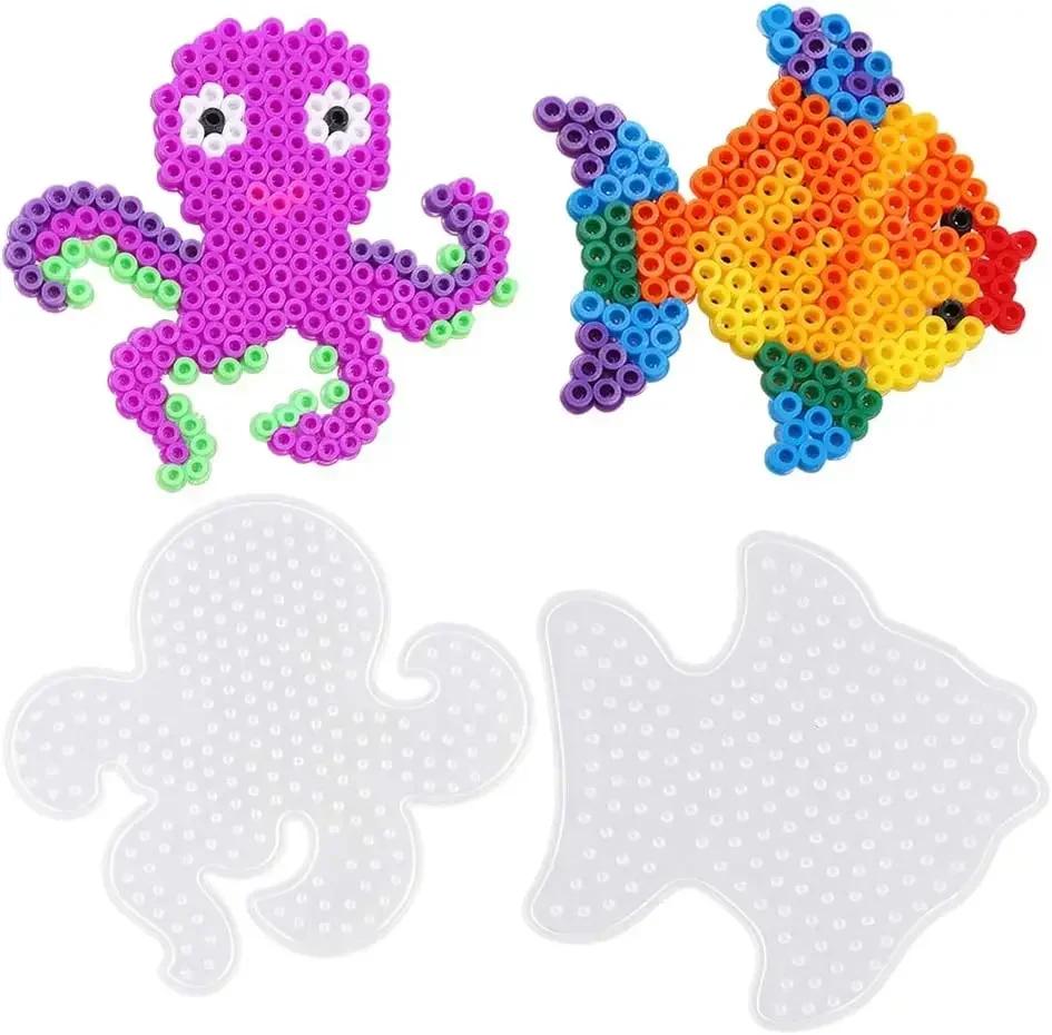 15 деталей для сборки конструктора из бусин диаметром 5 мм, прозрачные пластиковые доски с цветными карточками. Детский набор для творчества, игрушки для рукоделия, конструктор Perler Hama Beads, пиксельный пазл.