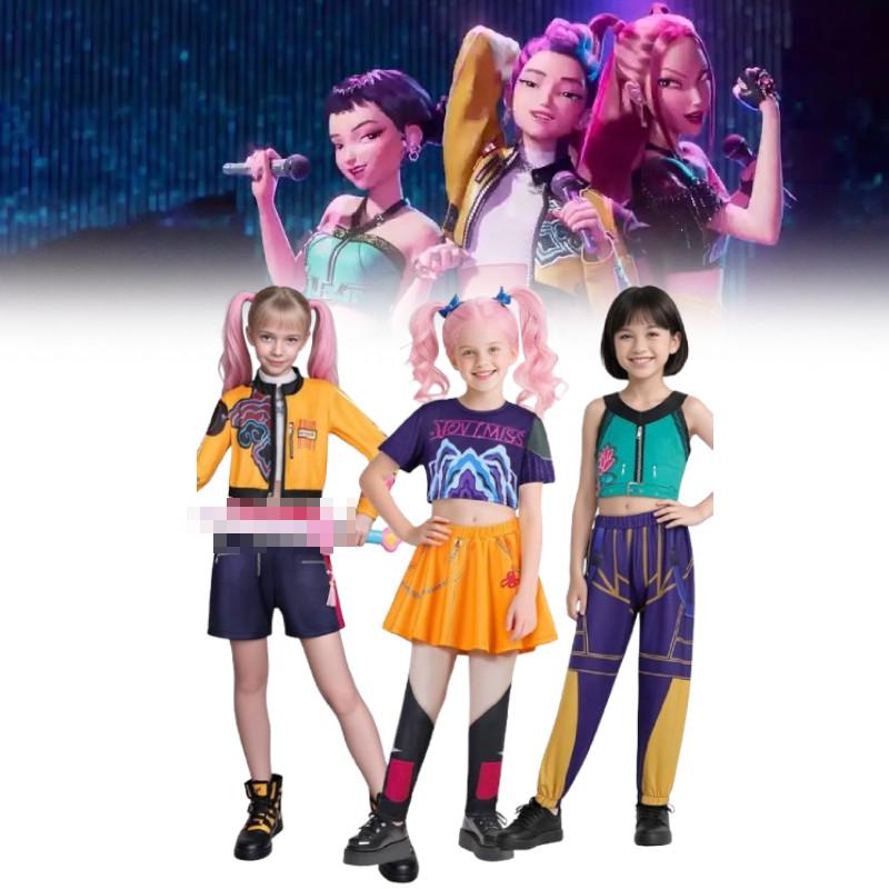 Демон K-pop Охотники Руми Мира Зои Детский Косплей Костюм Платье Хэллоуин Вечеринка