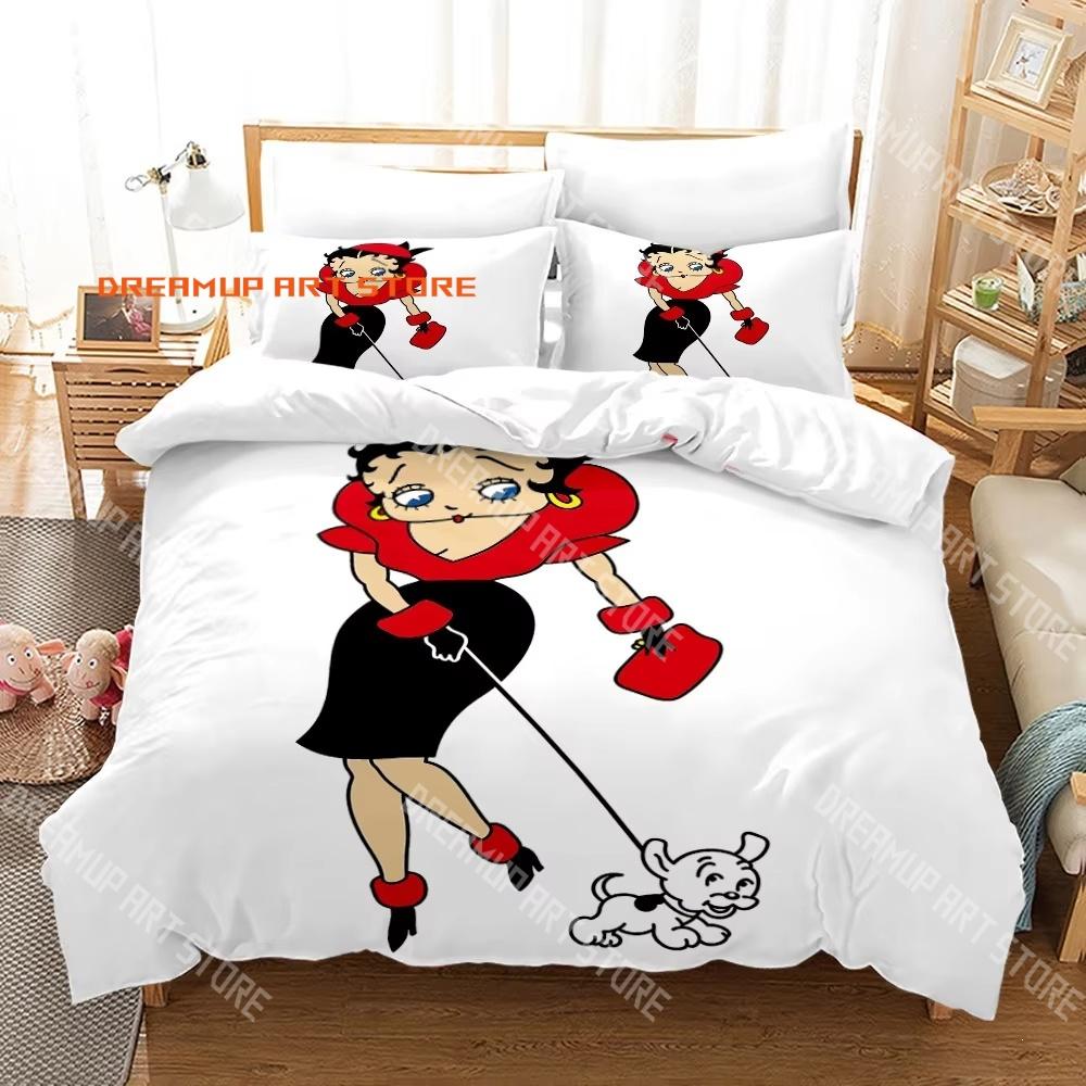 3D Print Betty-boop Cartoon Bedding Set Single Twin Full Queen King Size Bed Set Adult Kid Bedroom Duvetcover Set