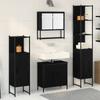 Bathroom Furniture Set with Shelf 4 pcs Black Engineered Wood