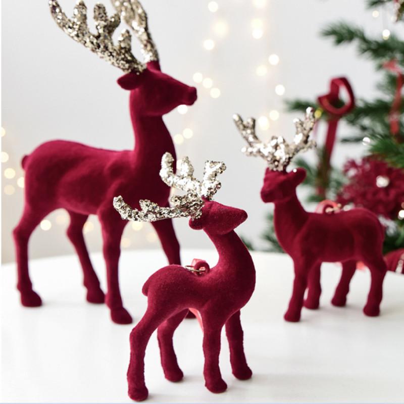 Tree Red Christmas Reindeer Decor Sparkling Figurines Holiday Hanging Ornament
