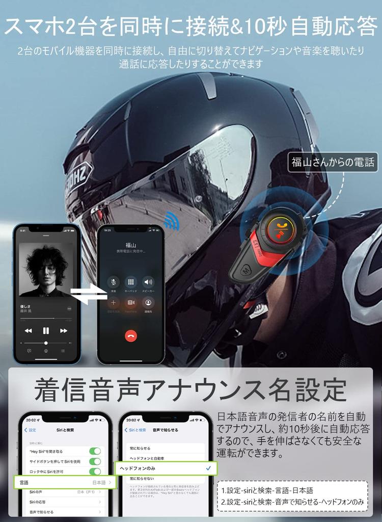 (Ограниченный бренд Amazon) Мотоциклетная связь, Сверхлегкая, Шлем, Динамик, Bluetooth 5.0, HI-FI, Для связи