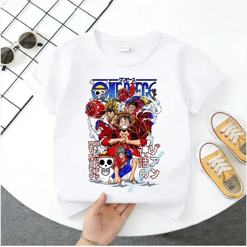 Мальчишеская толстовка One Piece 2026 - Детский повседневный топ с коротким рукавом - Летний с мультяшным принтом