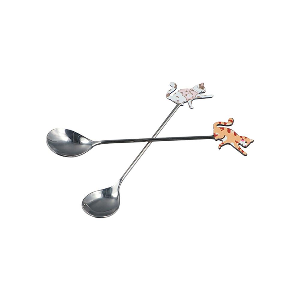 Japanese Korean Style Cat Fish Stainless Steel Spoon Polished Teaspoon Cute Stirring Spoon Cake