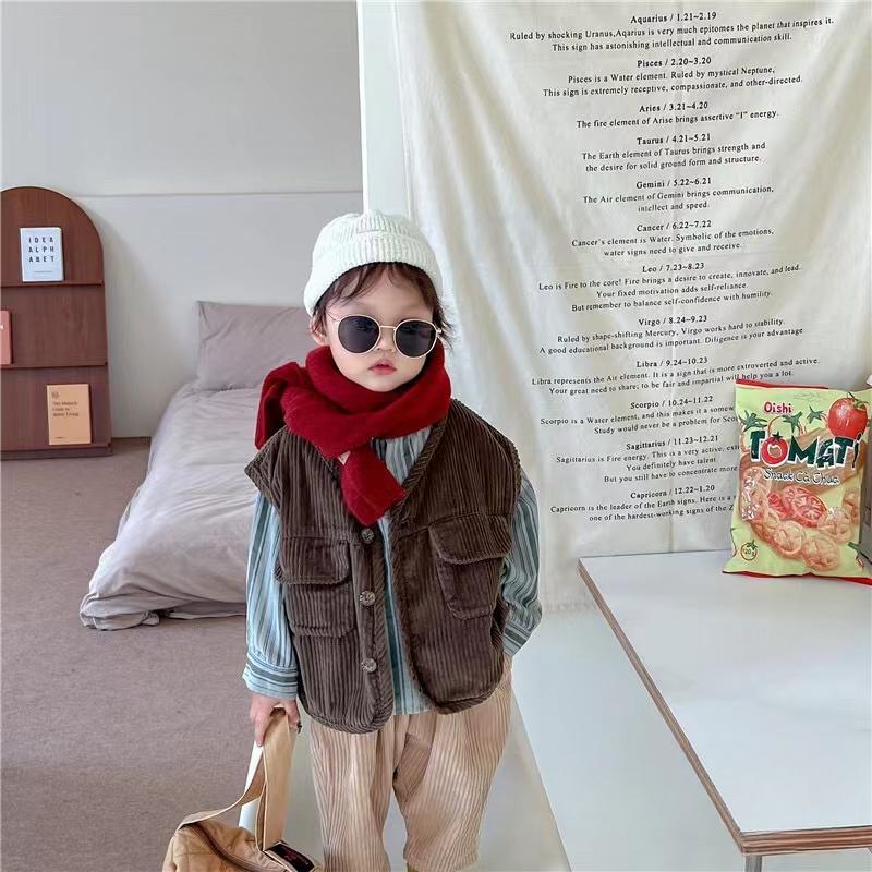 Осенне-зимний шерстяной детский шарф для мальчиков и девочек, корейский модный однотонный шарф из кашемира для детей