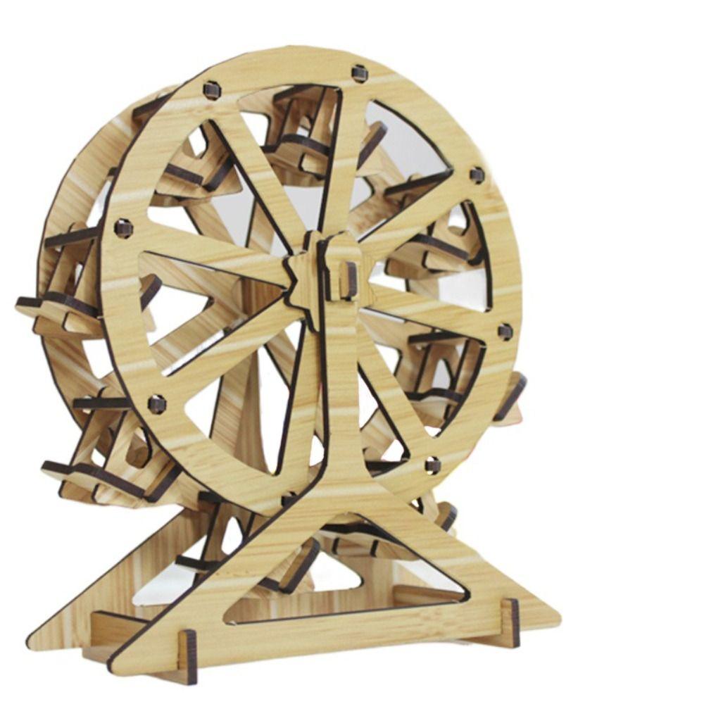 Bamboo 3D Wooden Puzzle Villa House Windmill DIY Ferris Wheel Modle Montessori   Adult