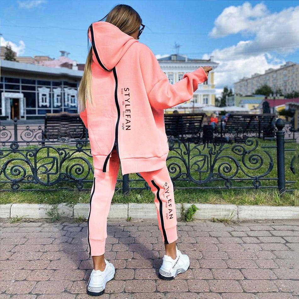 Женские модные спортивные костюмы, спортивный костюм, спортивный костюм, уличная спортивная одежда для бега, длинные толстовки на молнии, длинные брюки, комплект из двух предметов