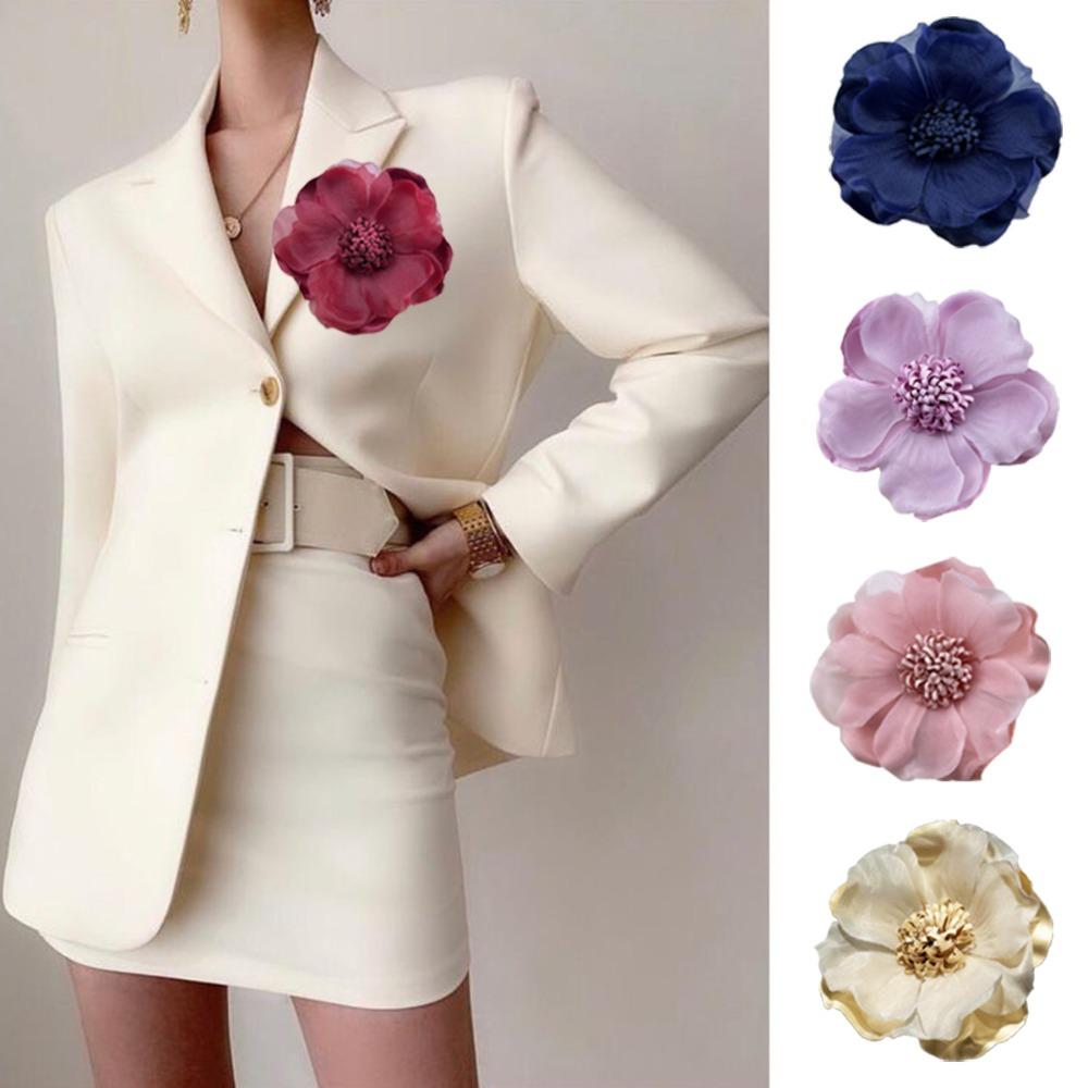 Camellia Sinensis Camellia Flower Brooch Fabric Art Flower Brooch Party Costume Decoration Woman