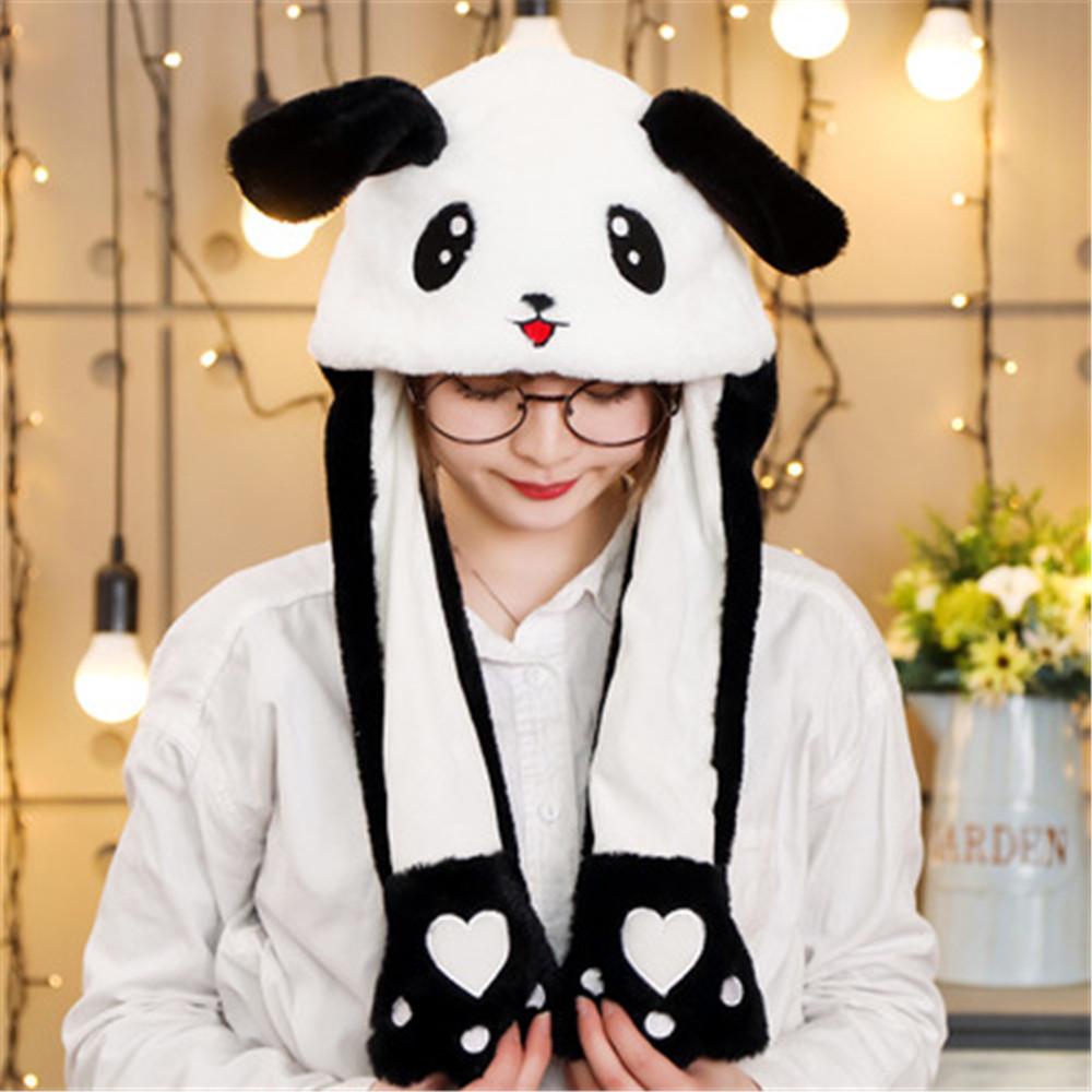 Winter Soft Warm Animals Ear Hat Rabbit Pinch Airbag Plush Funny Cap