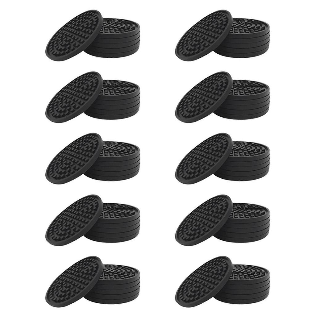 Black Round Silicone Rubber Drink Coasters (Set of 60) Non-Slip Perfect for Homes & Bars