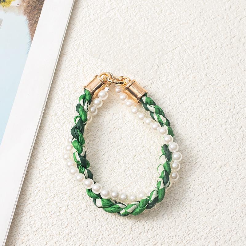 Douyin-Style Pearl Phone Lanyard with Silk Scarf Strap & Pendant