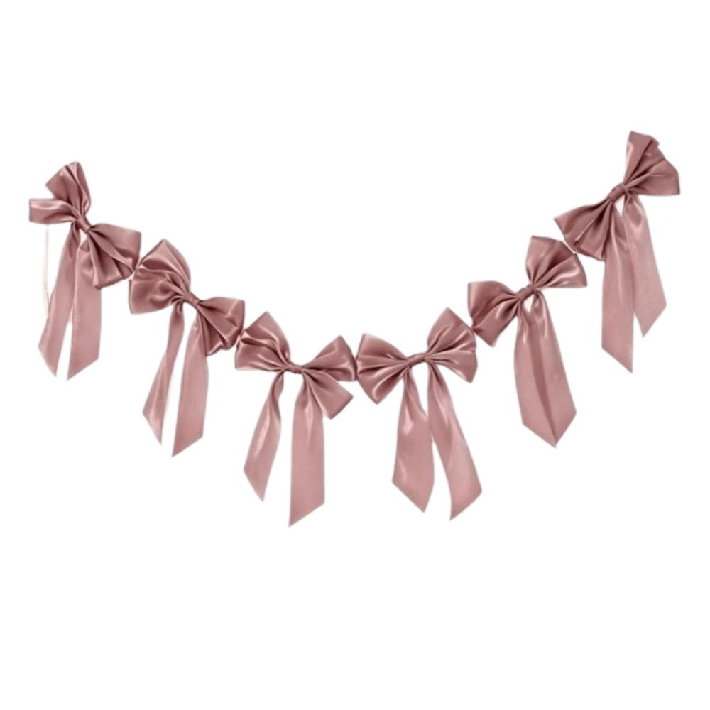 Satin Shiny Christmas Ribbon Bow Flag Home Ornaments Bowknot Banner Pendant  Wedding